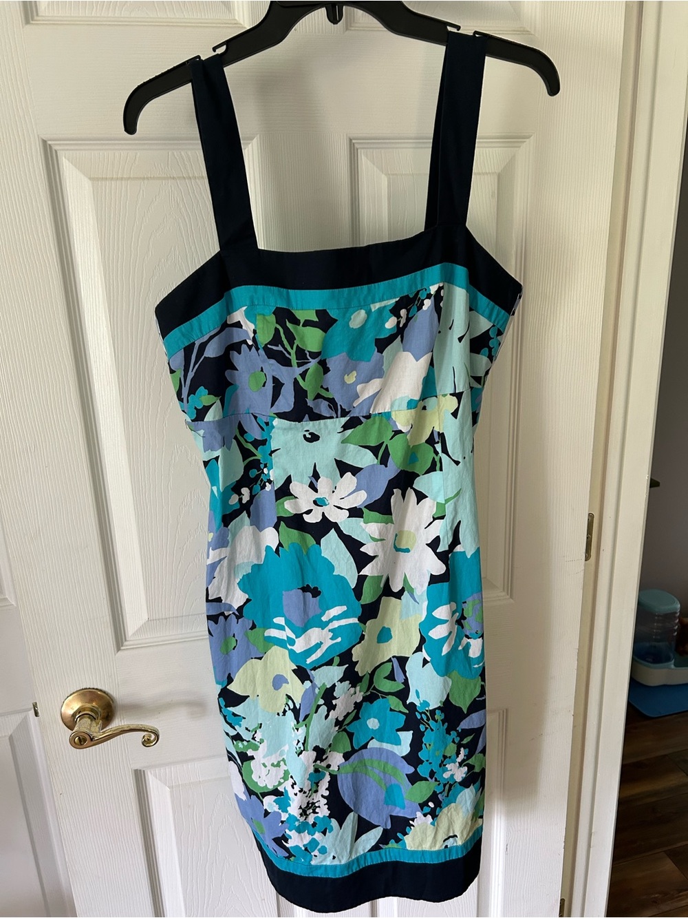 karin stevens Teal, Aqua and Navy Floral Midi Dress